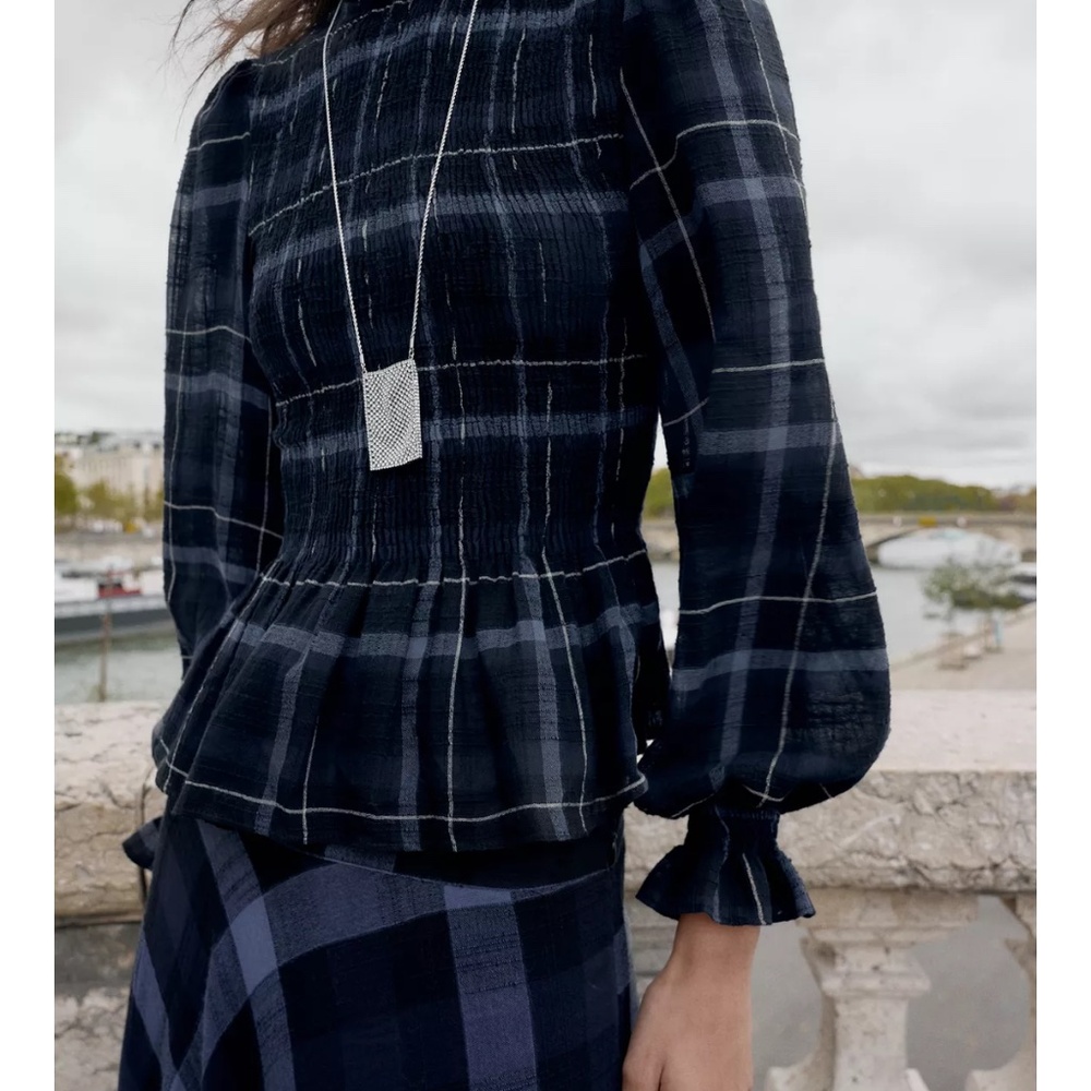 NWT Zara plaid smocked top and skirt set XS - Picture 5 of 10